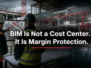 BIM coordination team reviewing MEP systems to protect construction margin and reduce rework
