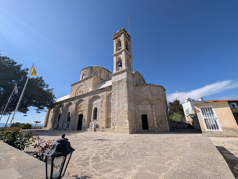 A church in a village in the foothills of the Troodos Mountains