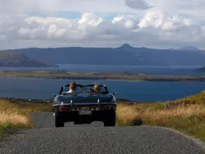 An E-type Jag in the Scottish Highlands