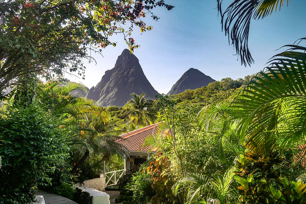 View of the Pitons from Jade Mountain Resort