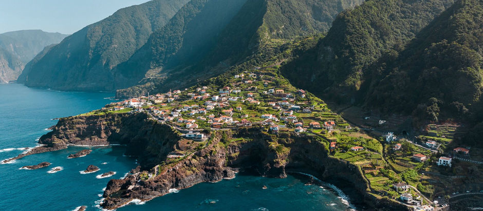 An aerial view of Madeira's north coast
