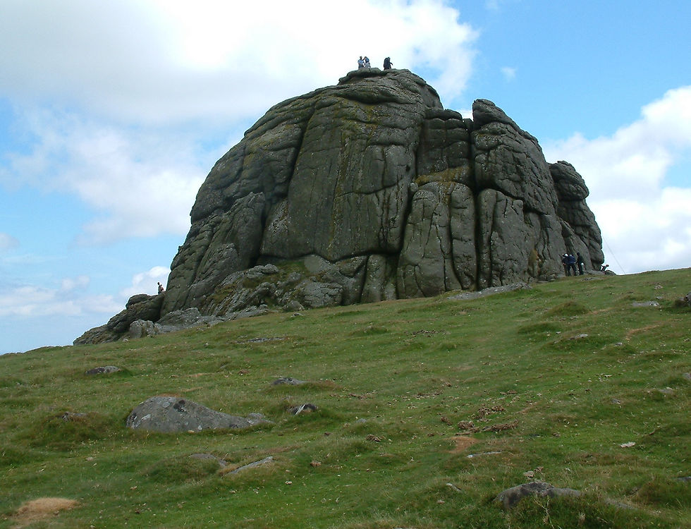 Looking up at Haytor Rocks