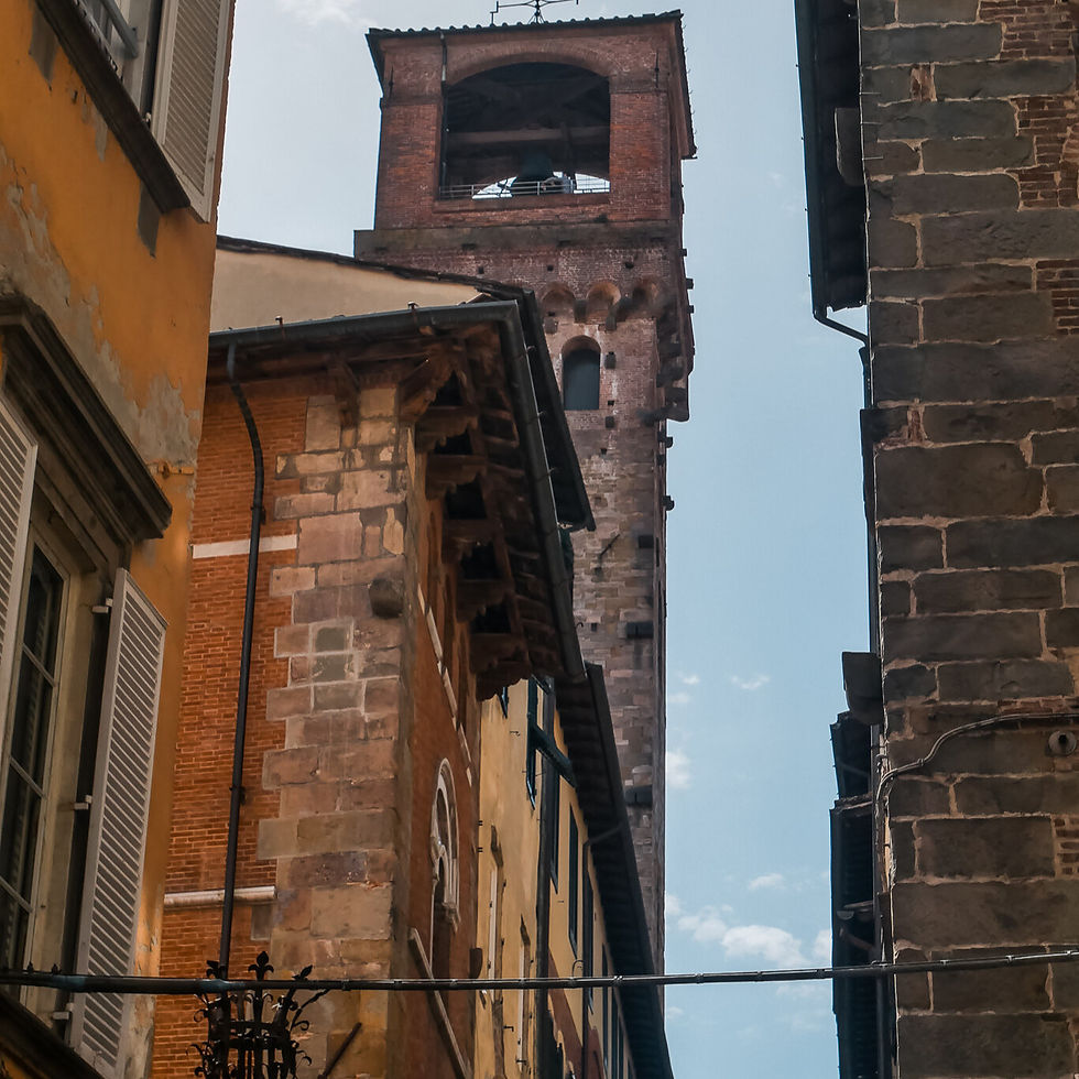 Historic Lucca street with traditional buildings