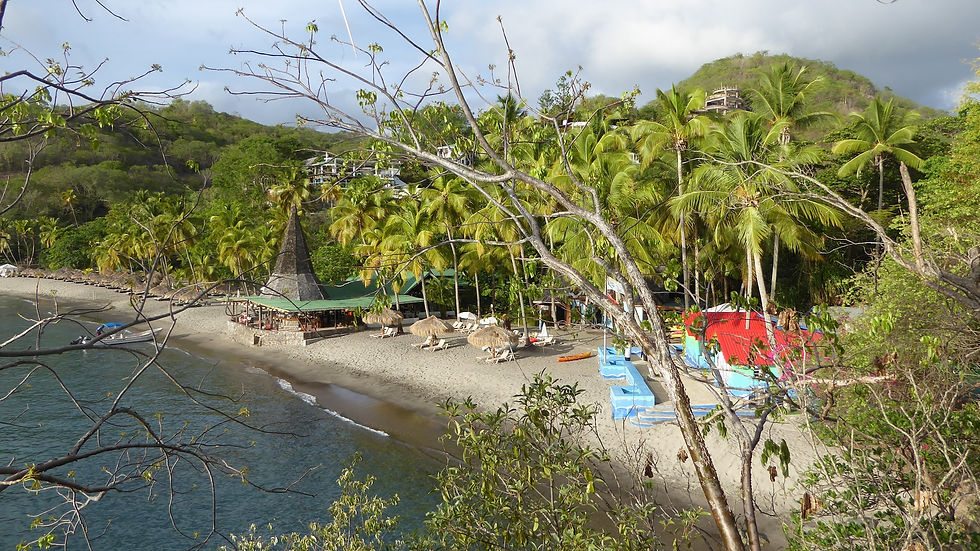Anse Chastanet beach looking up towards Jade Mountain
