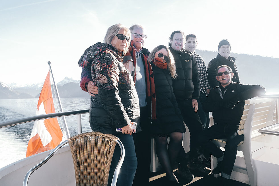 Travel writers o a trip across Lake Lucerne