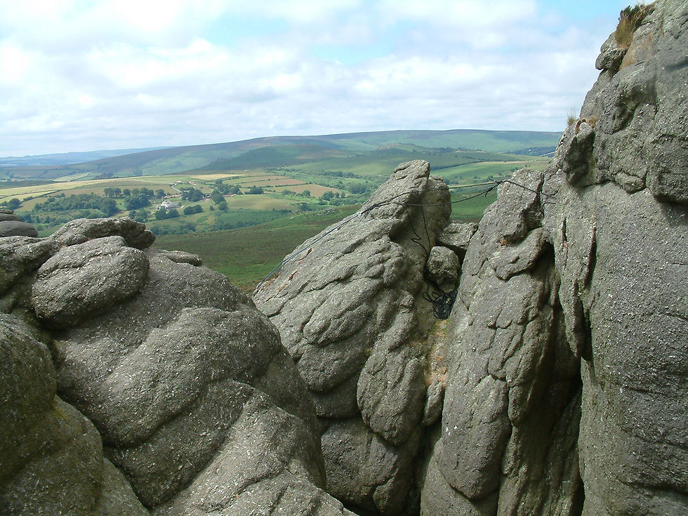 Looking west at our walking route from Haytor