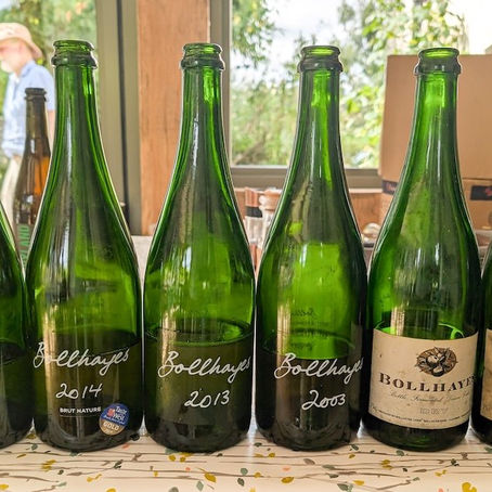 Bottles of vintage cider from Bollhayes Cider in Devon