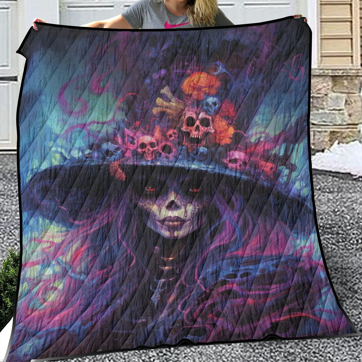 Vivid Gothic Occult horror voodoo witch quilted 3-piece bedroom bed set 10