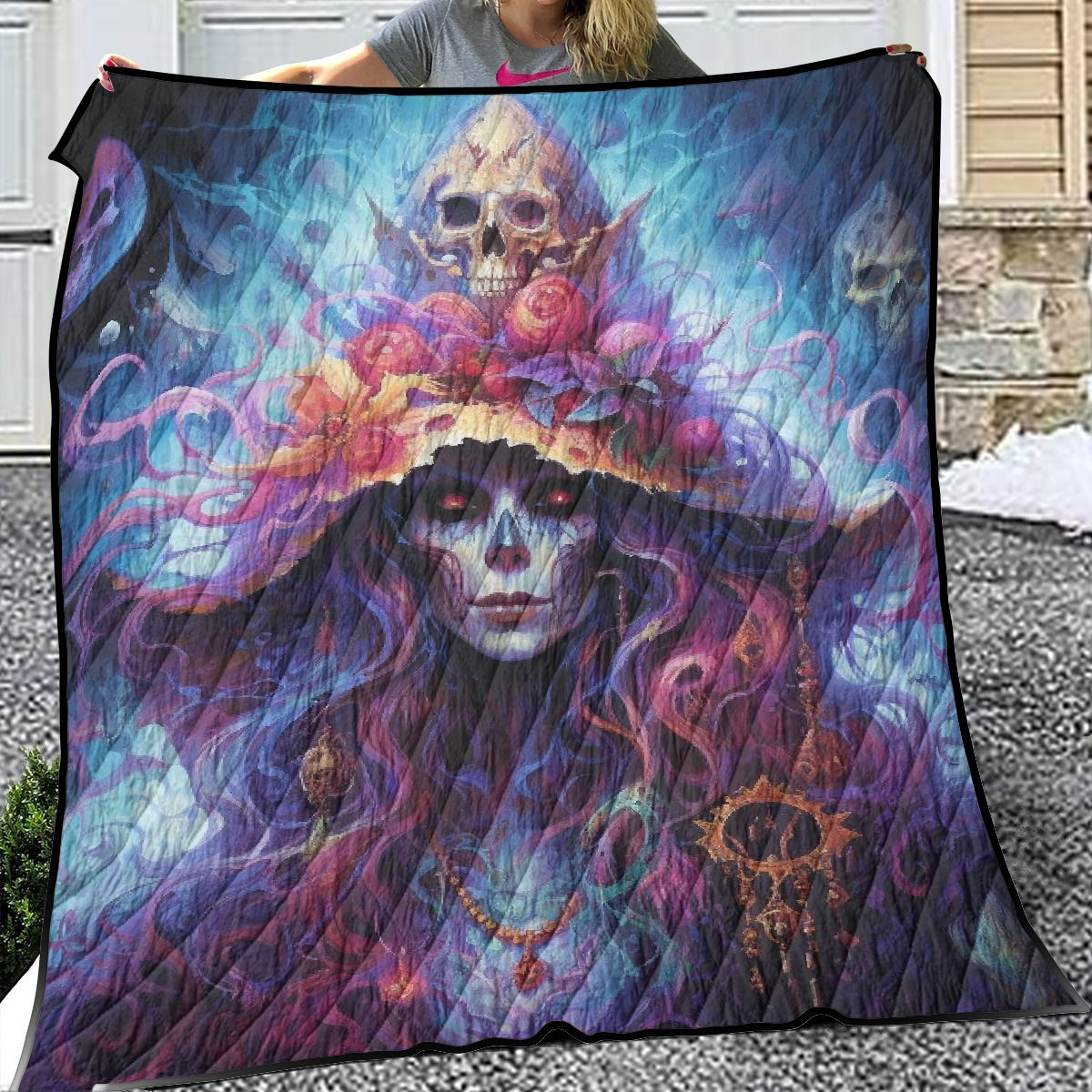 Vivid Gothic Occult horror voodoo witch quilted 3-piece bedroom bed set 7