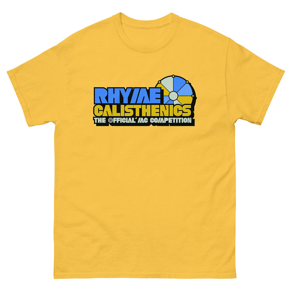 Thumbnail: Unisex Rhyme Calisthenics (blue/yellow logo) classic tee