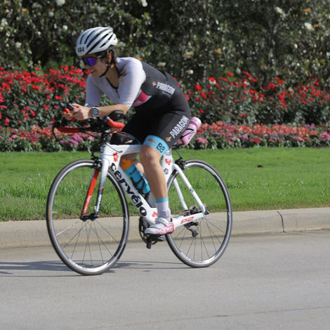 Triathlete cycling
