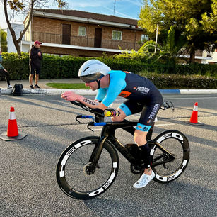 Triathlete cycling at the Ironman 70.3 World Championships