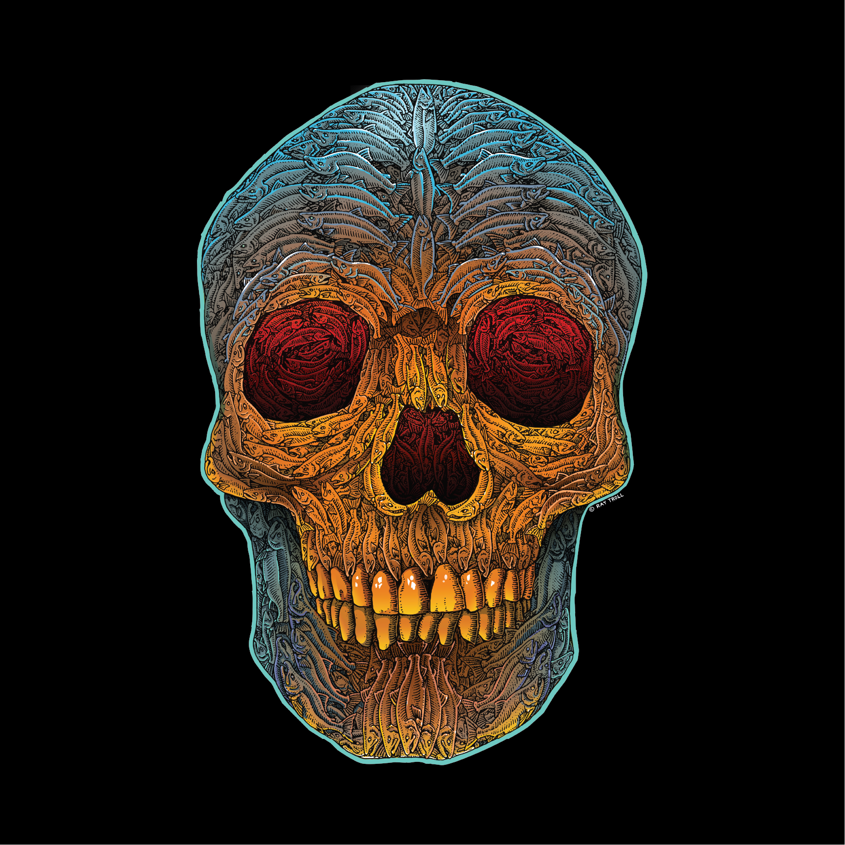 Salmon Skull-Adult Tees