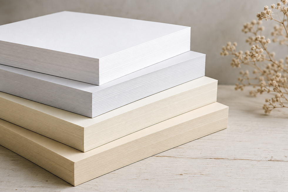 A stack of Neenah Royal Sundance Paper