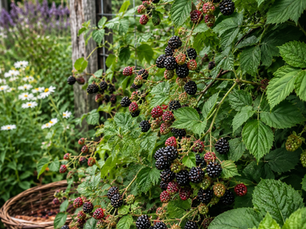 Blackberry bushes in the garden