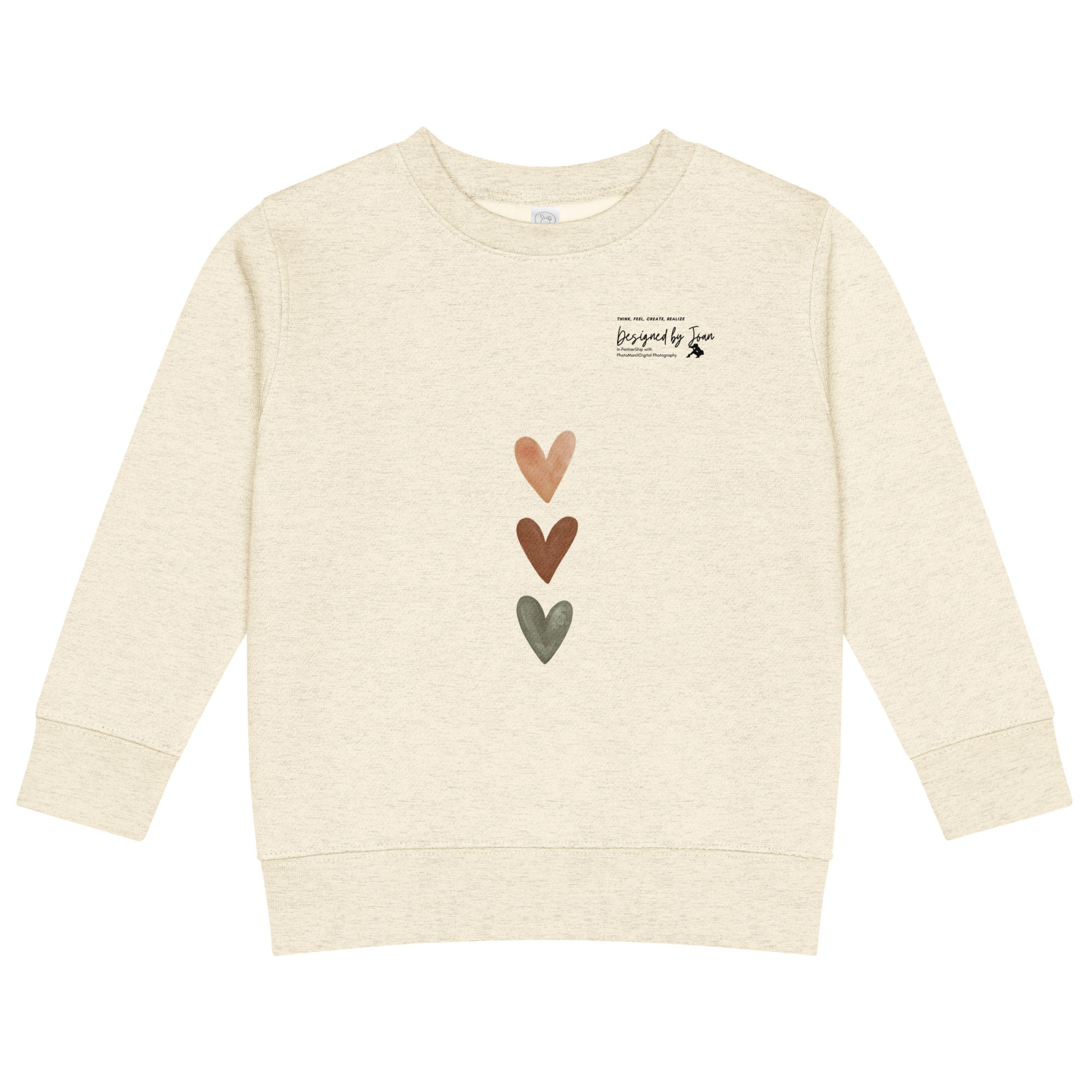 DbJ Boho Kids Brown Hearts Crewneck Sweatshirt