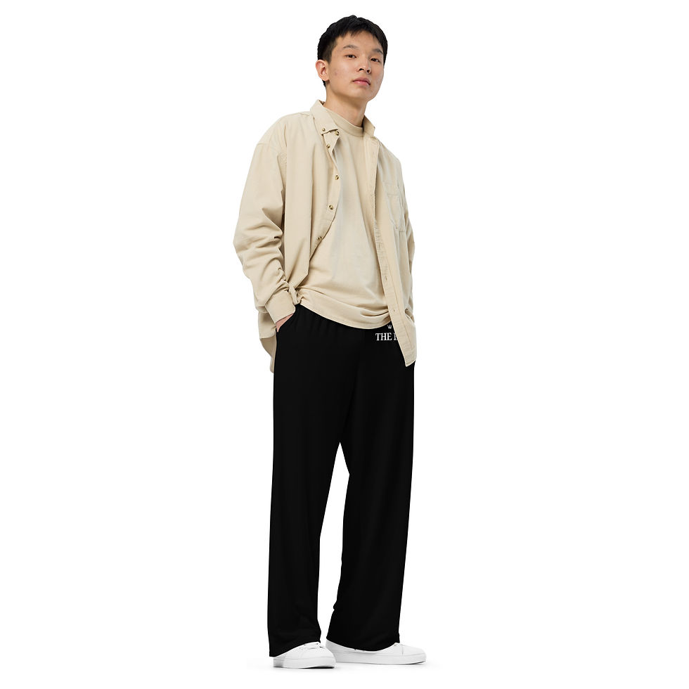 Thumbnail:  Everyday Collection Black All-over print unisex wide-leg pants 