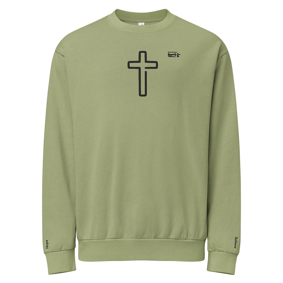 Miniaturbild: Designed by Joan – The Faith Cross Premium Embroidery Crewneck Sweater