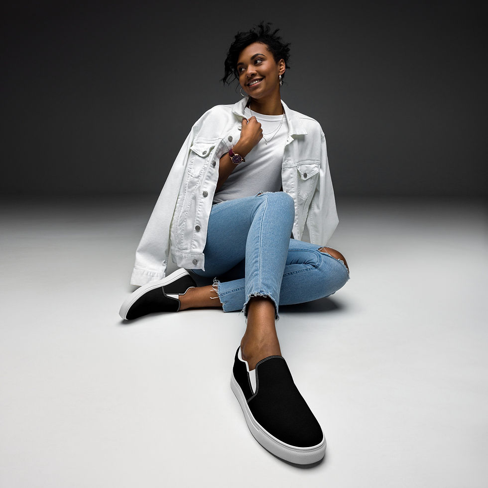 Thumbnail: Designed by Joan Everyday Collection Black Women’s slip-on canvas Shoes