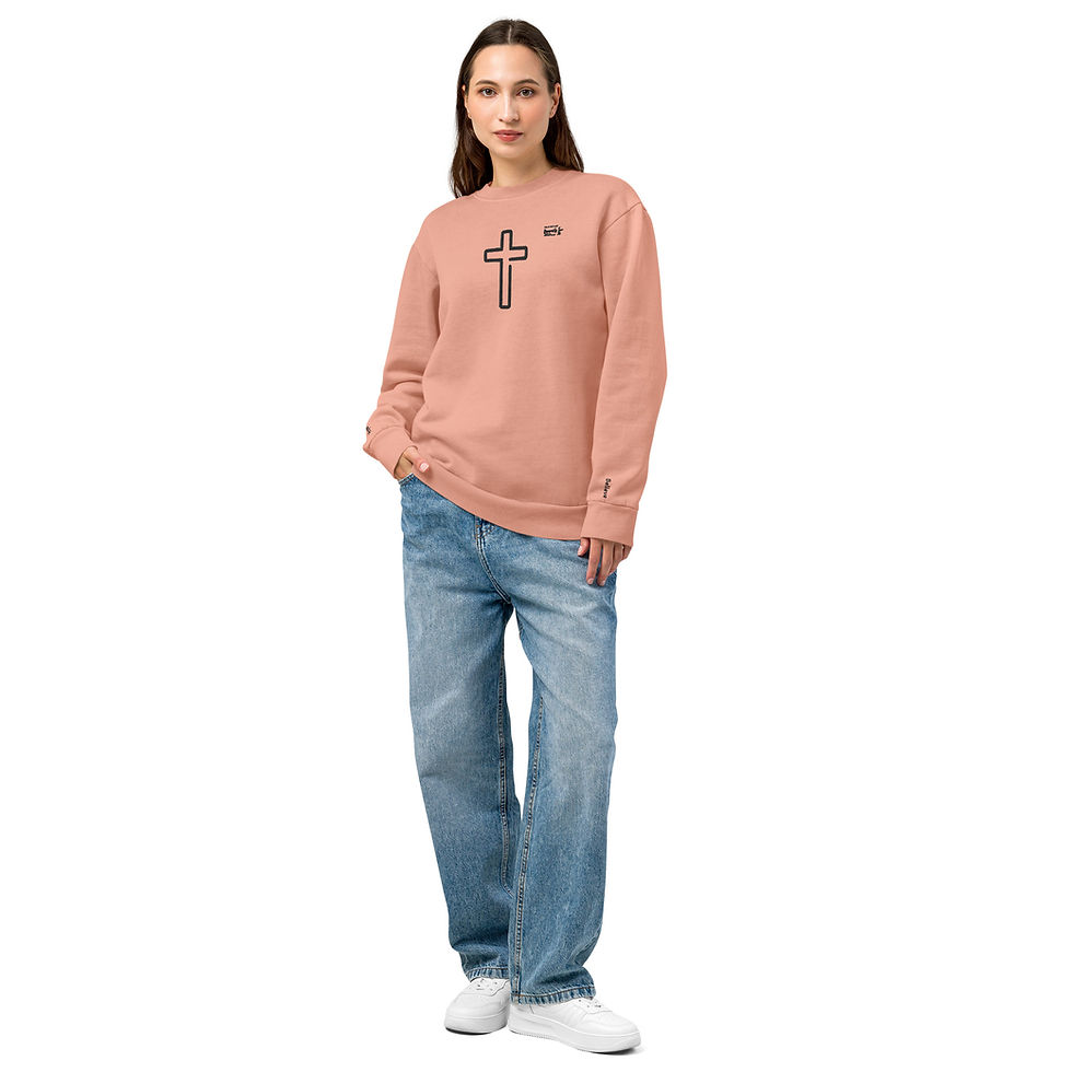 Miniaturbild: Designed by Joan – The Faith Cross Premium Embroidery Crewneck Sweater