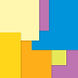 A logo with various colored sticky notes overlapping in a dizzying manner.