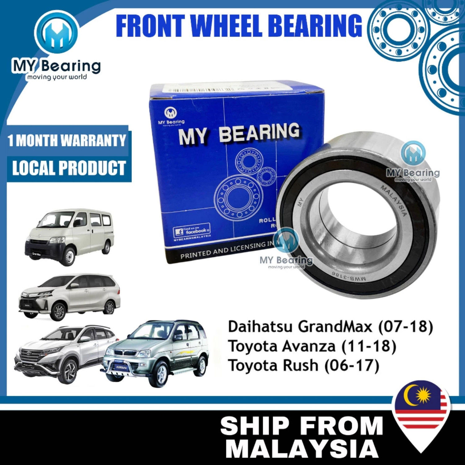 MWB-3186 ABS MY Front Wheel Bearing Toyota Avanza 1.5,RUSH J200, Grand Max