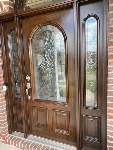 Entry wood door refinishing, restoration
