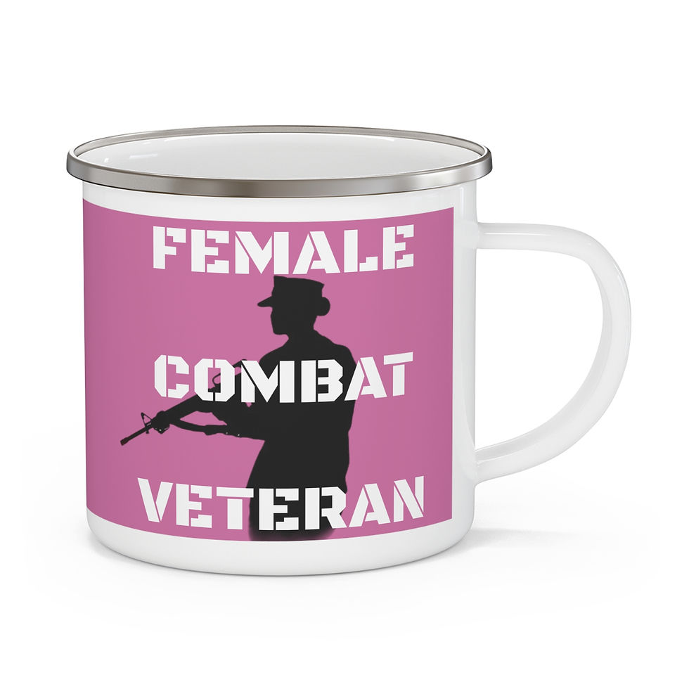 Thumbnail: Enamel Camping Mug Cup Female Combat Veteran Seabees stencil pink
