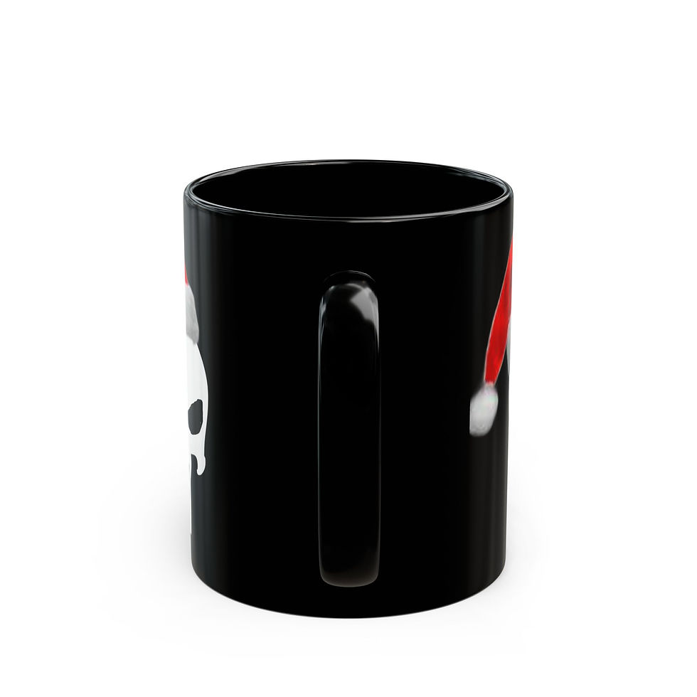 Thumbnail: White Punisher Santa hat on Black, 11oz Black Mug, coffee cup, coffee mug 