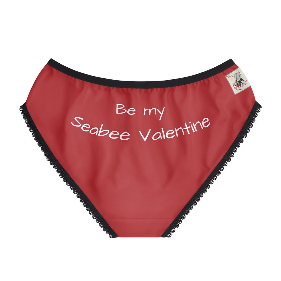 Thumbnail: Valentine 'Be My Seabee' Women's Panties Red with Black Lace