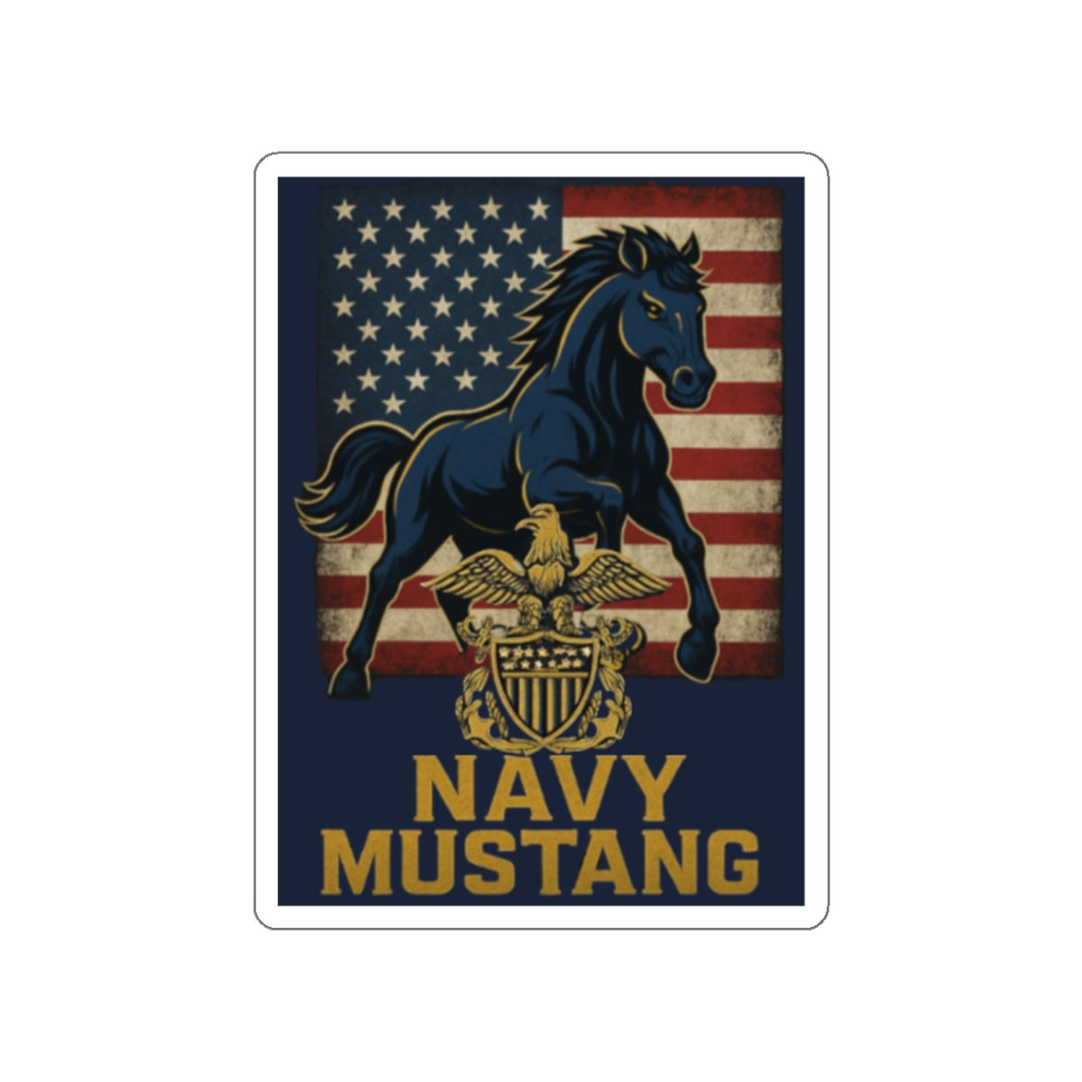 Navy Mustang Die-Cut Stickers, Original Seabee Chick Chief®design