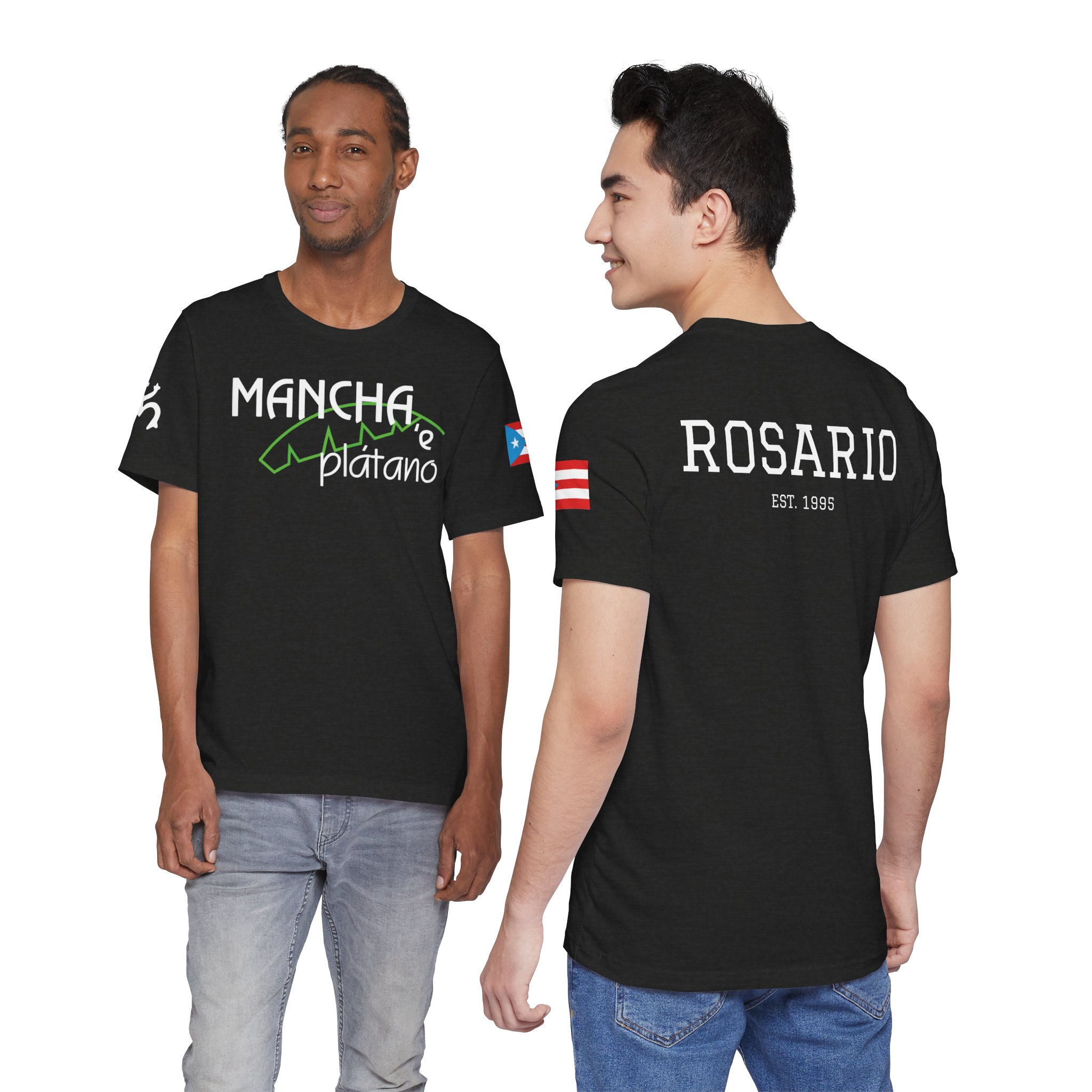 Mancha e Plátano T-Shirt | Puerto Rican Flag sleeve, Island Vibes
