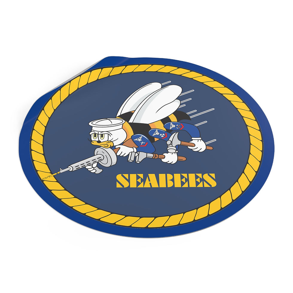 Thumbnail: Seabees Round Vinyl Stickers Gold Rope Original Navy Outdoor Indoor Bumper Decal