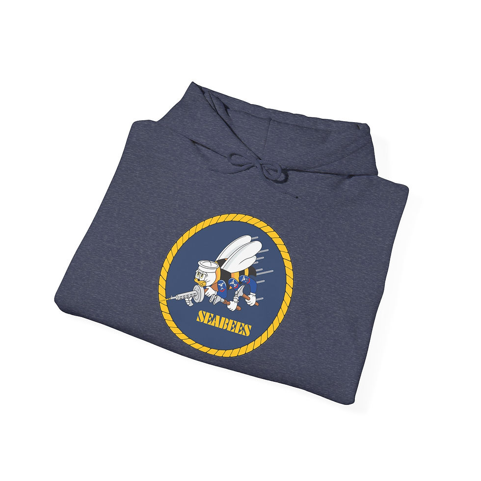 Thumbnail: Seabee Hoodie Double Sided Heavy Blend, Military Gift, Warm Pullover, Unisex 