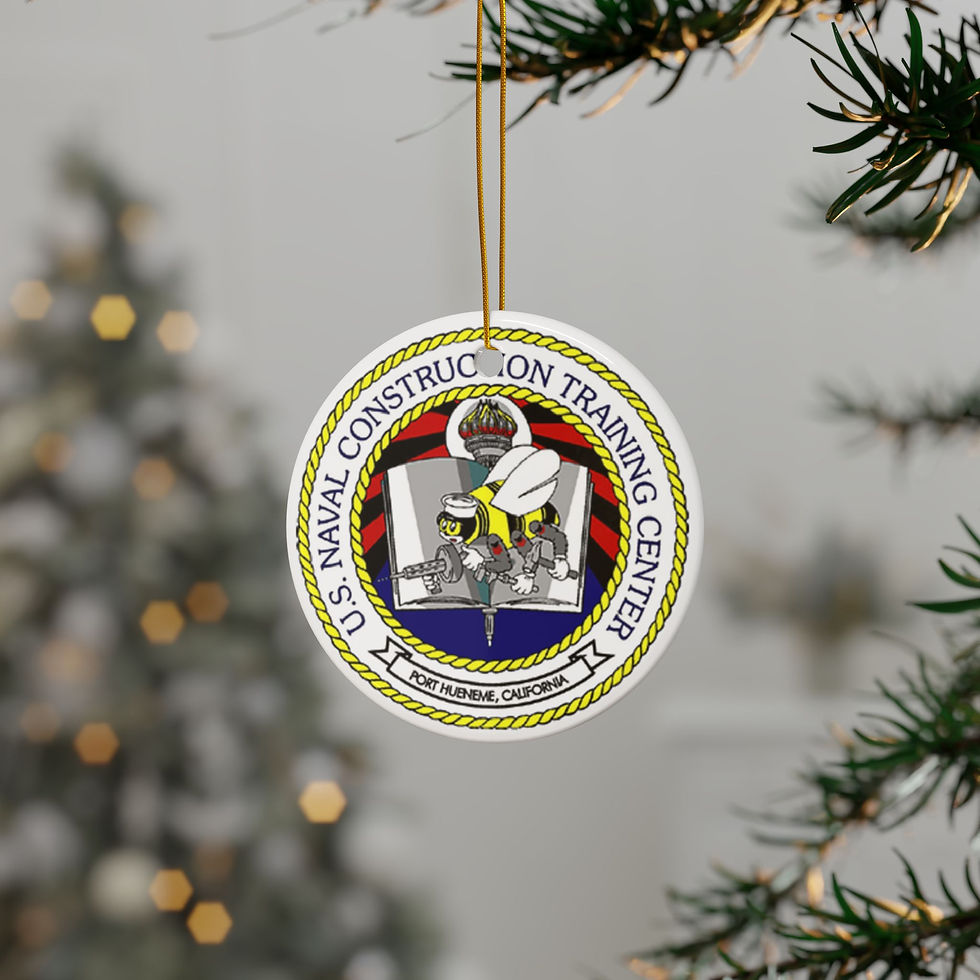 Thumbnail: NCTC Port Hueneme Ceramic Ornament Seabee Base Design, Double Sided 