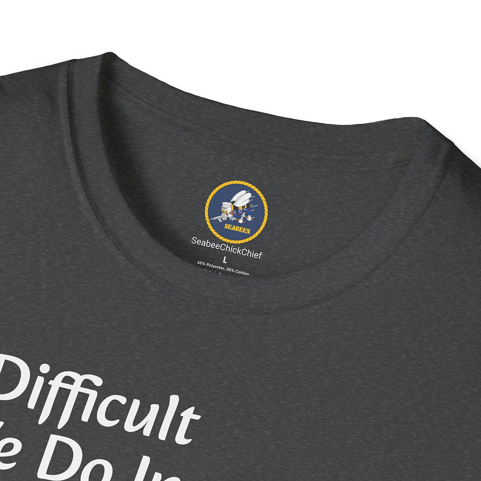 Thumbnail: The Difficult We Do Immediately Seabees Logo Neck Label Unisex Softstyle T-Shirt