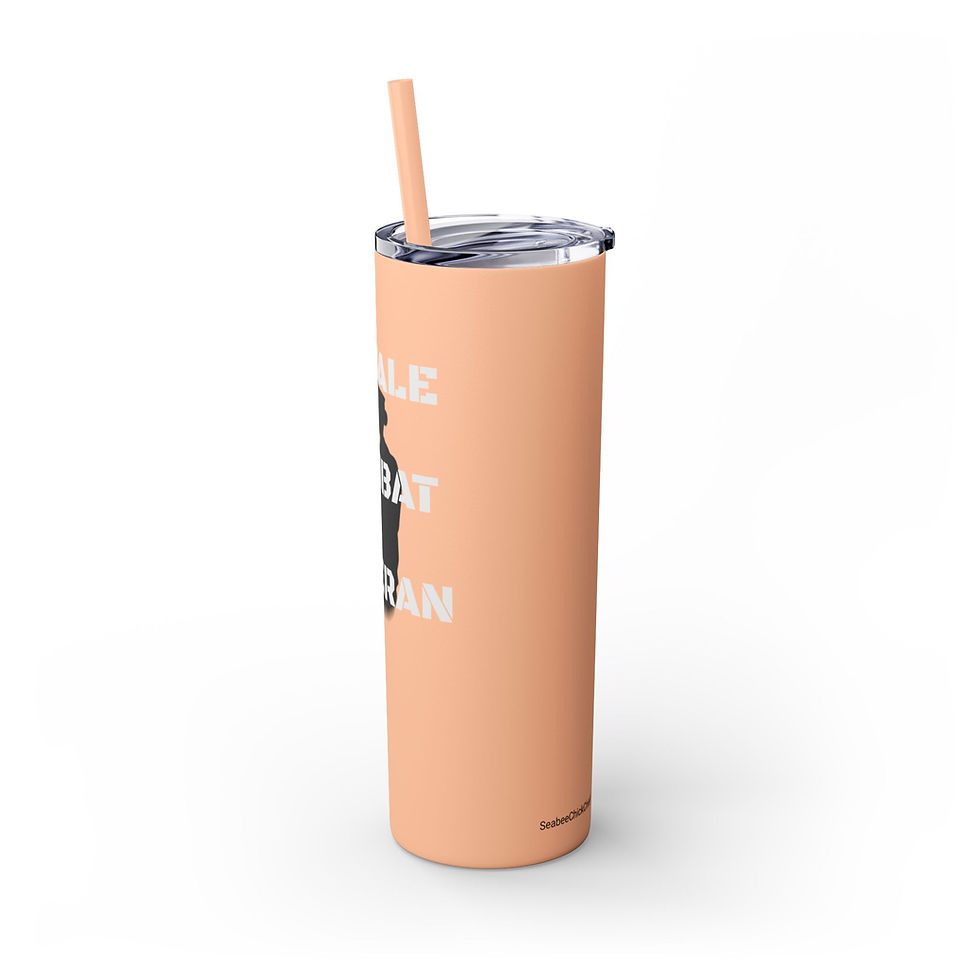 Thumbnail: Female Skinny Tumbler with Straw, 20oz Combat Veteran sippy cup 