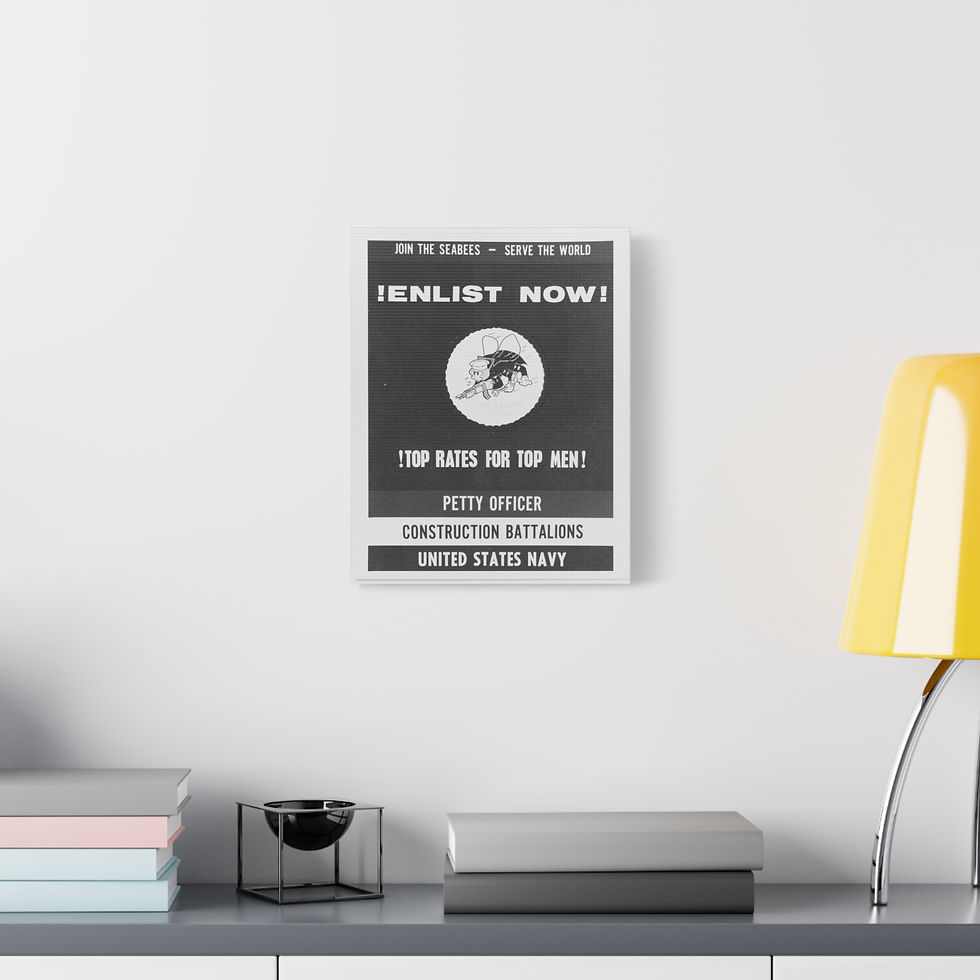 Thumbnail: Mounted Canvas WWII Join the Seabees - Serve the world. Stretched, 1.25"