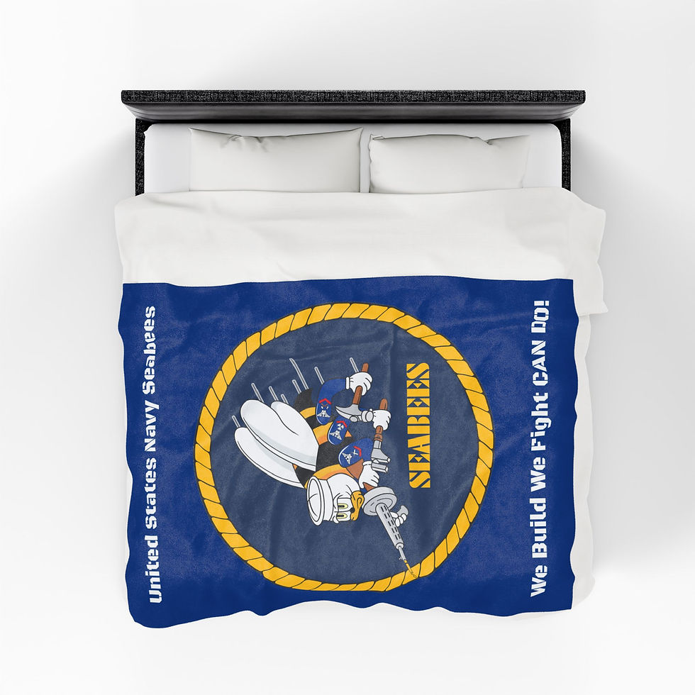 Thumbnail: Seabees Blanket Velveteen Plush 'We Build, We Fight, CAN DO!' Logo Throw