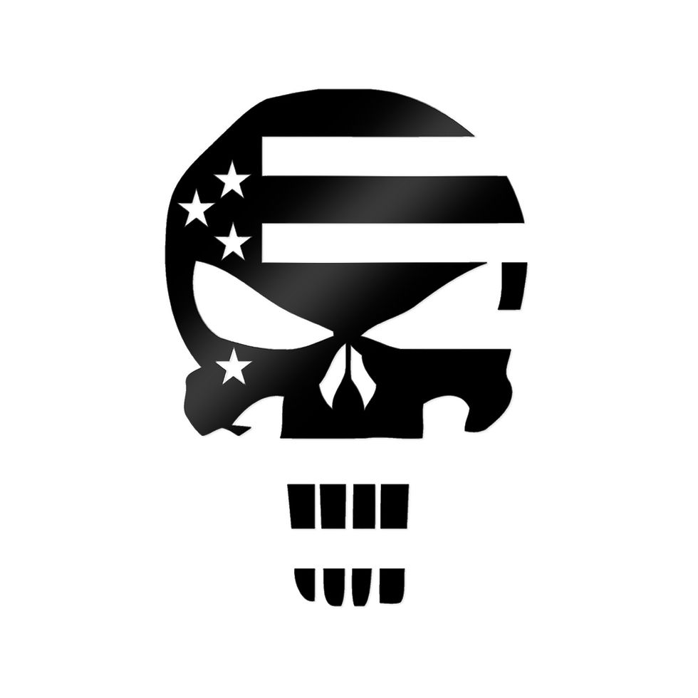 Thumbnail: Patriotic Skull Redesigned Die-Cut Stickers, American Flag Decal, USA