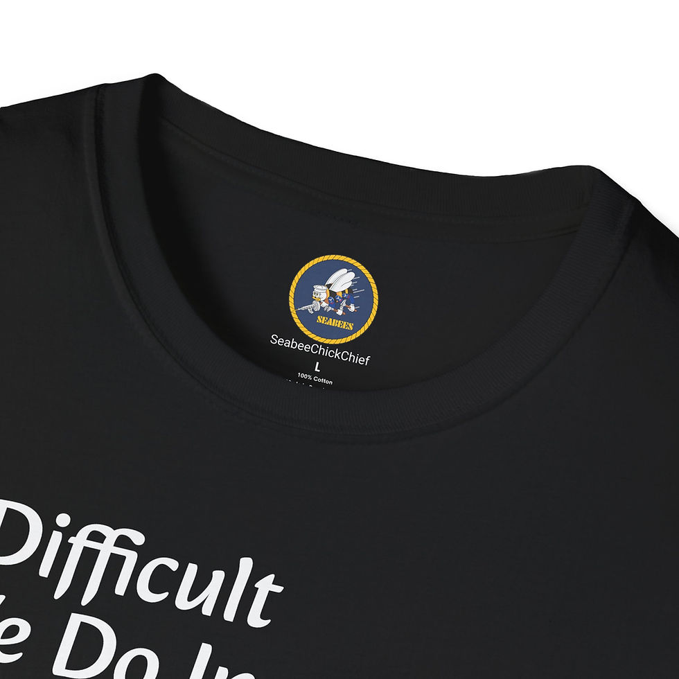 Thumbnail: The Difficult We Do Immediately Seabees Logo Neck Label Unisex Softstyle T-Shirt