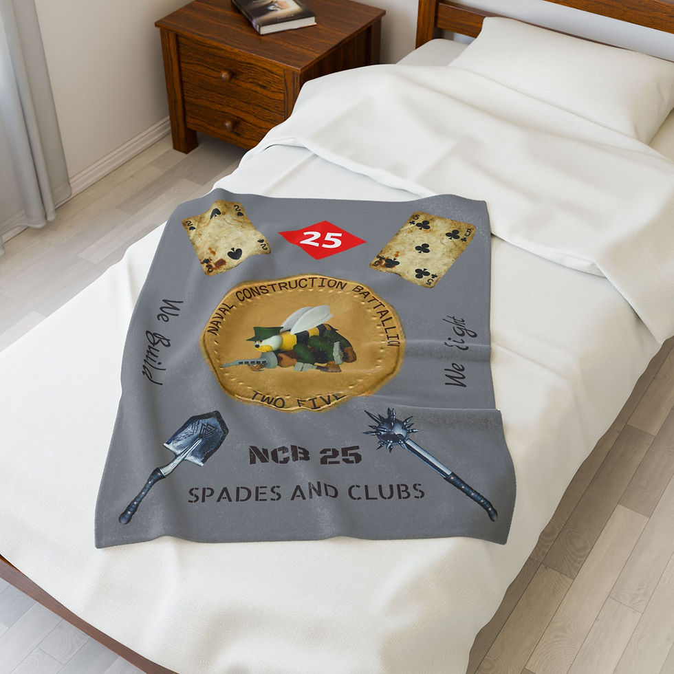 Thumbnail: Grey NMCB 25 Blanket NCB TWO FIVE Velveteen Plush Seabees