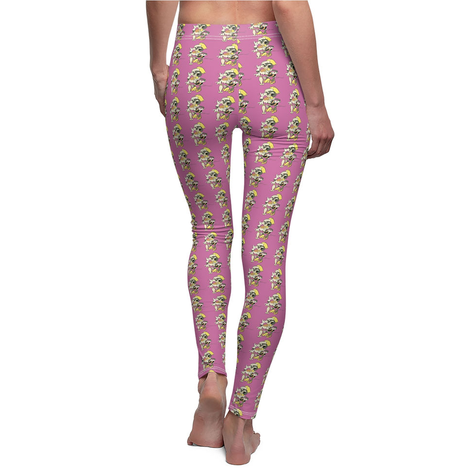 Thumbnail: Phoebe Women's Cut & Sew Casual Leggings (AOP) Pink