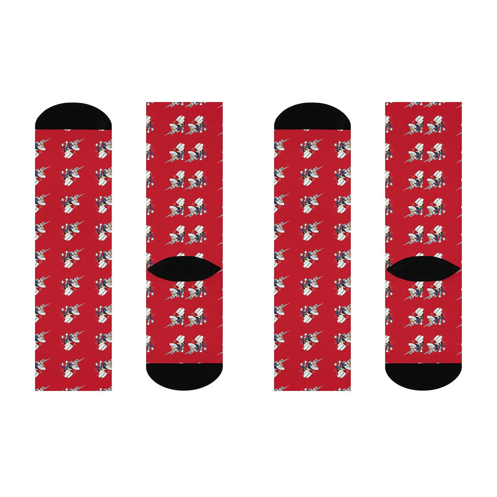 Thumbnail: Red Santa Seabee Cushioned Crew Socks Seabees