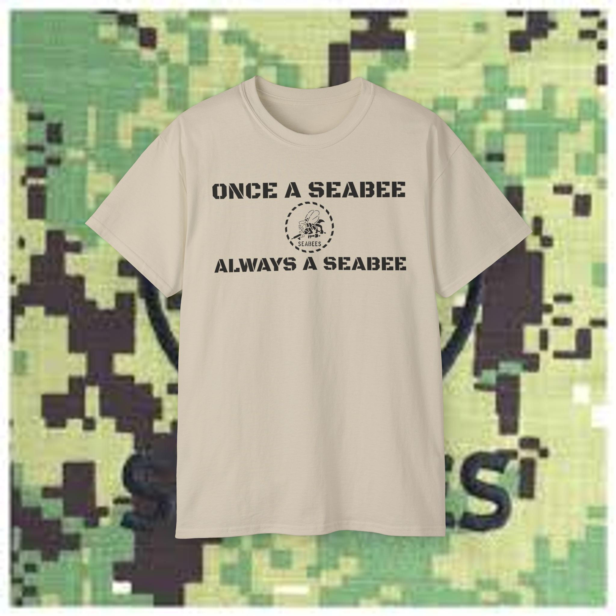 Once a Seabee T-shirt Always a Seabee Stencil Ultra Cotton Tee Seabees Flag Jack