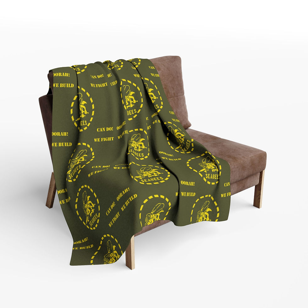 Thumbnail: CESE Blanket OD Green Seabees Arctic Fleece in 3 sizes Stencil  