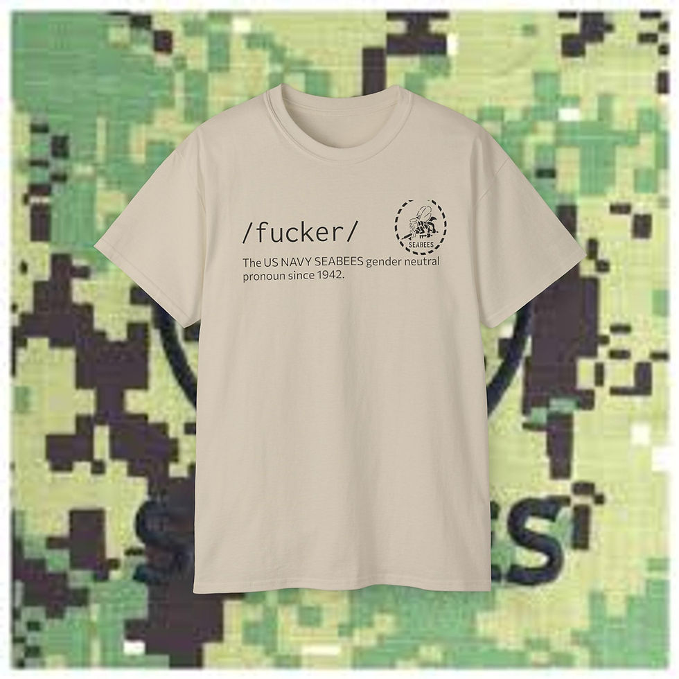 Thumbnail: gender neutral fucker Seabee Cotton Tee Seabees Flag Jack