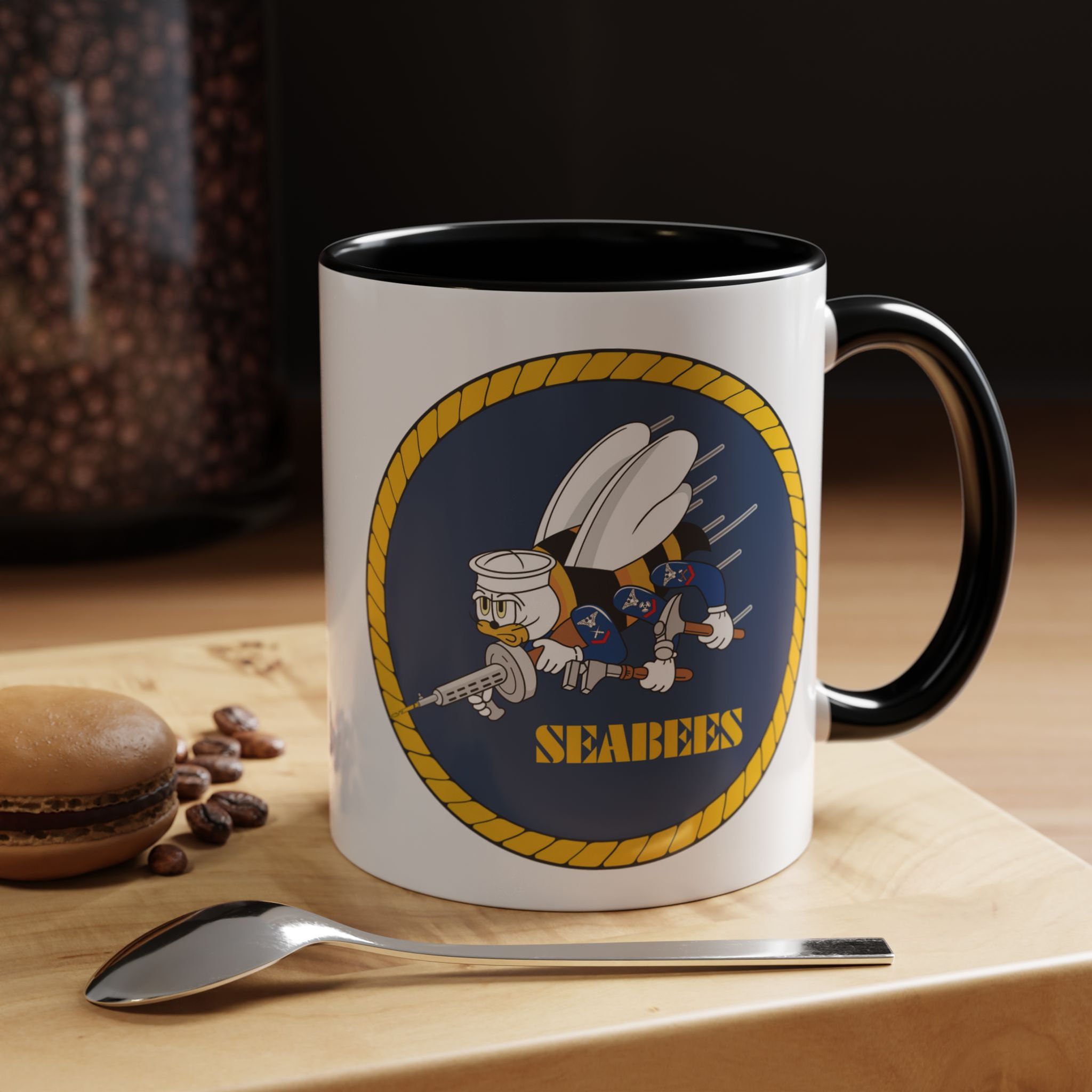 Pew Pew Pew Seabees Mug 2A 11 & 15 oz Double Sided choice of Accent color 