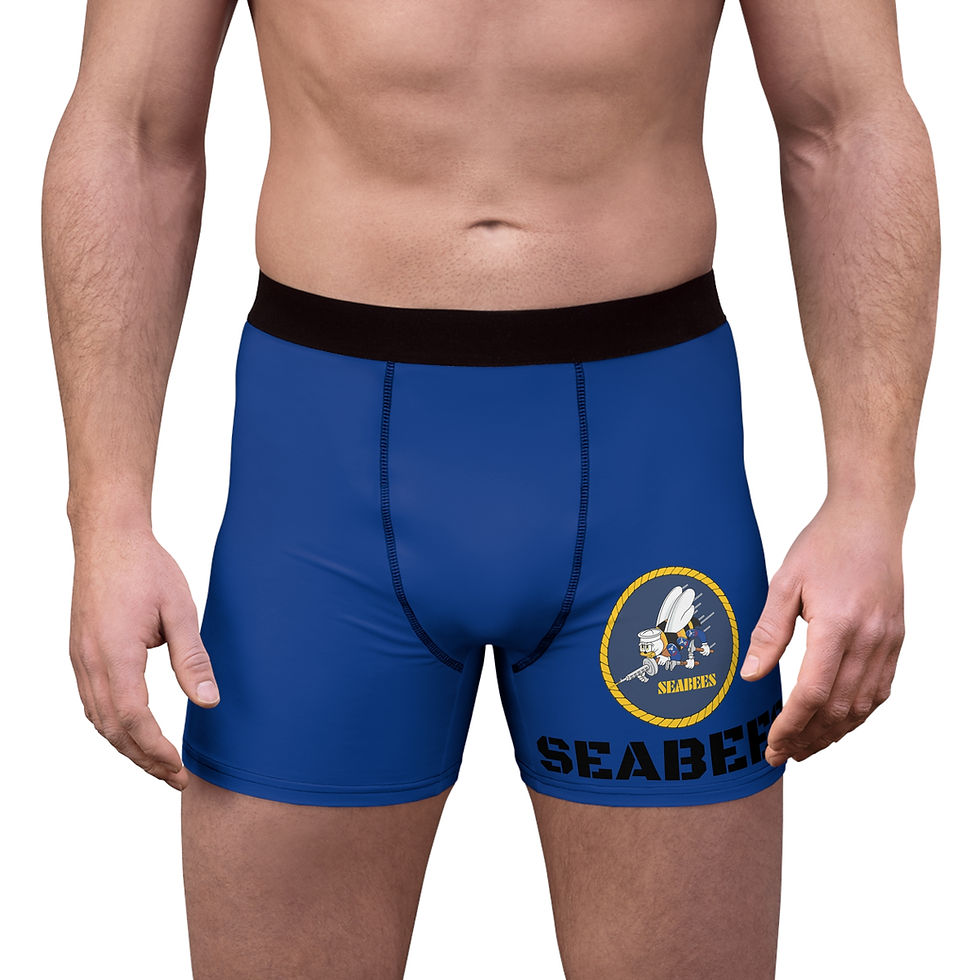 Thumbnail: WE Build WE Fight Seabees Blue w Black Men's Boxer Briefs (AOP) Underwear Gift