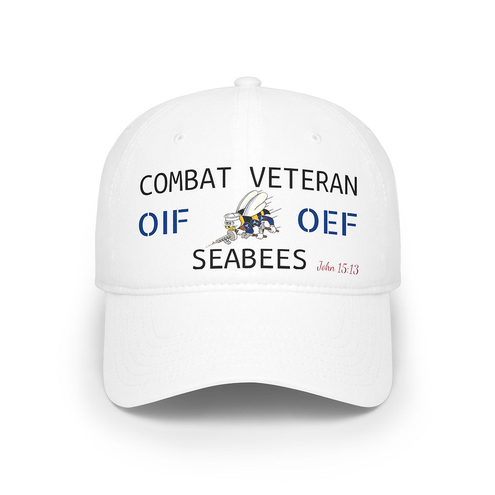 Thumbnail: ERK Combat Veteran OIF OEF Seabees logo Low Profile Baseball Cap Seabee